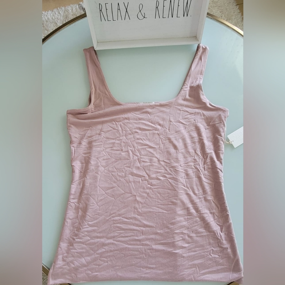 Matty M Pink Fitted Tank Top with Scoop Neckline Sleeveless